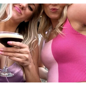 Two Tone Pink & Light Pink Ribbed Colorblock Crop Top S